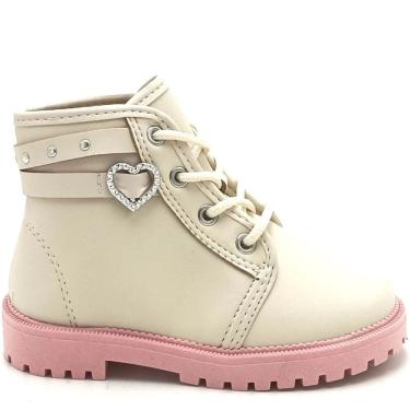 Imagem de Bota Coturno Infantil Menina Salto Baixo Tratorado com Apliques Metalizados Molekinha 2126.526