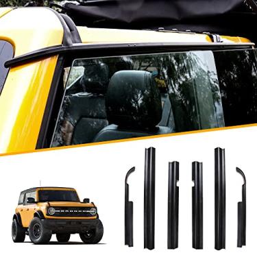Imagem de BESTAOO Extensões de calha de chuva, desviador de sulco de chuva ABS Hardtop, defletor de água da chuva compatível com Ford Bronco 2021 2022 2023 acessórios 4 portas, preto, 6 peças