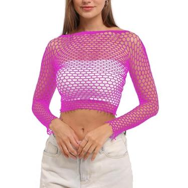 Imagem de Camiseta feminina Lemon Girl Fishnet Crop Tops Lingerie Babydoll EUA 2-18, rosa, Tamanho Único