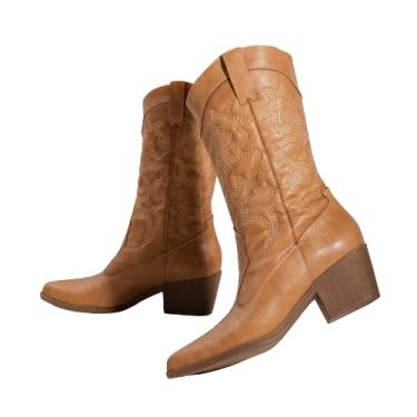 Imagem de Bota Texana Feminina Cano Baixo Bico Fino Country Fashion Not Me (Palha, BR, Adulto, Numérico, 36)