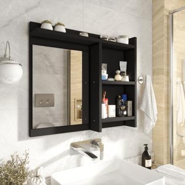 Imagem de Genérico, Espelheira de Banheiro Armarinho Organizador com Prateleira Nicho Nioki - Preto