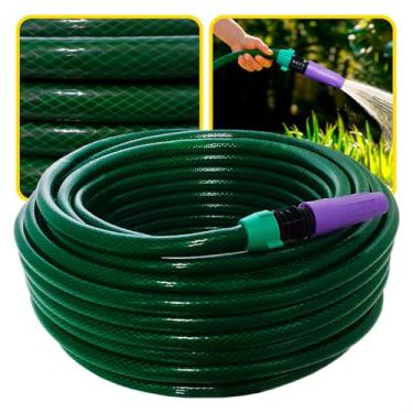 Imagem de Mangueira de Jardim Verde Trançada com Esguicho e União Resistente (50 metros)