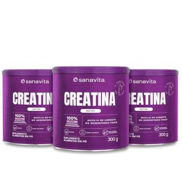 Imagem de Sanavita Kit Creatina 3x, 100% Pura - Suplemento para Performance - Sabor Neutro - 300g