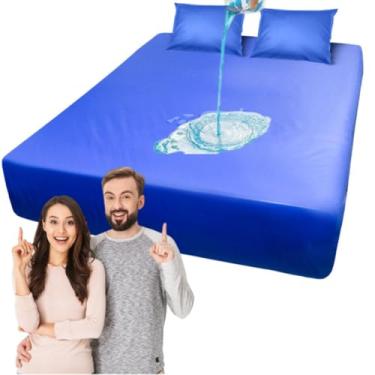 Imagem de Lençol Capa Protetor de Colchão Impermeável CASAL com Elástico Não Esquenta Anti Ácaro Anti Fungos 188x138x25cm