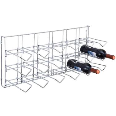Imagem de Adega 18 Garrafas Aramada Suporte para Garrafa de Vinho de Parede 23x65,5x34cm Masutti