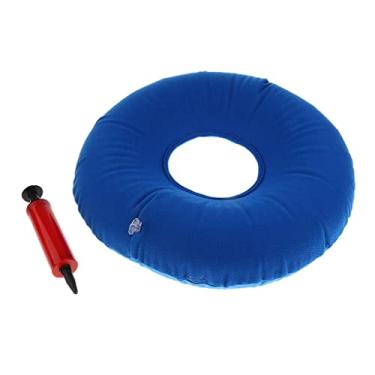 Imagem de Almofada de assento inflável para alívio de hemorroidas e escaras, almofada de donut para dor no cóccix, almofada de tratamento de próstata, para cadeira de escritório, cadeira de rodas, carro, azul