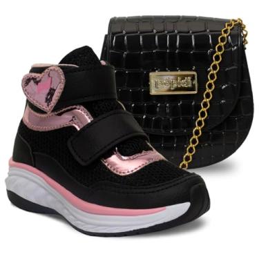 Imagem de Kit Bolsa E Tenis Cano Alto Escolar Infantil Feminino K18 (Preto, BR, Criança de 1 a 3 anos, Numérico, 20)