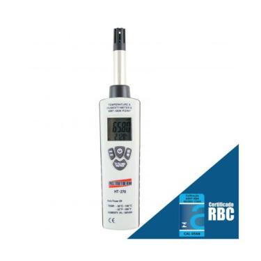 Imagem de Termo Higrômetro Psicrômetro Digital Temperatura Umidade Bulbo Ponto Orvalho Ht-270 Portátil Instrutherm Certificado Rbc