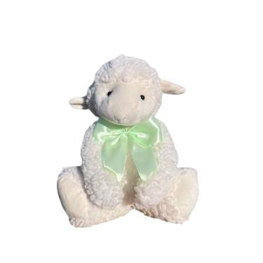 Imagem de Ovelha De Pelúcia De Laço Macia Fofinha 22 Cm (Laço Verde)