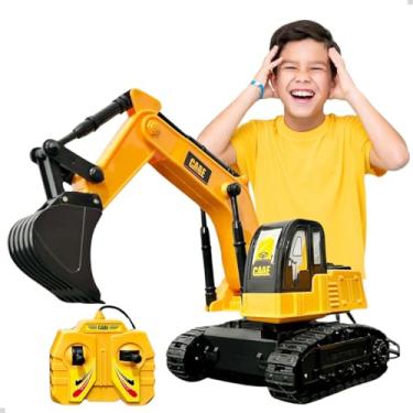 Imagem de Carro de Controle Remoto Com Fio Carrinho Hot Brinquedo Menino Trator Escavadeira Move Pá Anda