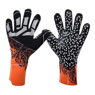 Imagem de Deevoka Luvas de goleiro para luvas de goleiro de futebol adulto, proteção antiderrapante para gol de futebol, laranja e preto