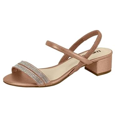 Imagem de Sandália Feminina Moleca Salto Grosso Nude Cristal 5259.854 Tamanho:36;Cor:Marrom