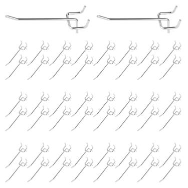 Imagem de Yauhar Conjunto sortido de 50 peças de ganchos de quadro de 10 cm/10 cm, ganchos de placa de metal com passo de orifício de 2,5 mm, gancho para pendurar na parede de 4 mm de diâmetro do fio para