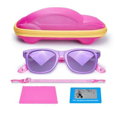 Imagem de azuza Óculos de sol infantis Silicon inquebráveis polarizados UV400 com capa de carro fofa para meninos e meninas 3-12, Óculos de sol infantil 5