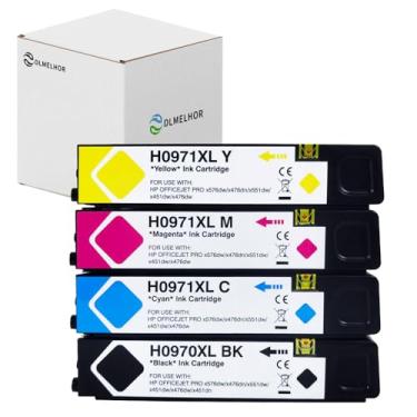 Imagem de Cartucho de tinta de substituição 970XL 971XL compatível com 4 pacotes, para HP 970 971 970 XL 971 XL cartuchos de tinta de alto rendimento Use com impressora HP Officejet Pro X576dw X476dw X476dn
