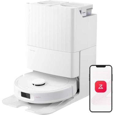 Imagem de Robô aspirador de pó e passa pano Roborock Qrevo S, seca/esvazia/reabastece automaticamente, sucção 7.000Pa, autolavagem dos esfregões giratórios 200RPM com elevação 10mm, desvio de obstáculos, Branco