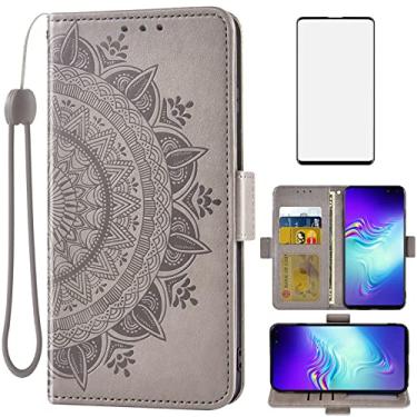 Imagem de Asuwish Compatível com Samsung Galaxy S10 5G capa carteira de vidro temperado protetor de tela suporte para cartão bolsa flip alça de pulso capa de celular para Glaxay S105G Galaxies S 10 G5 masculino