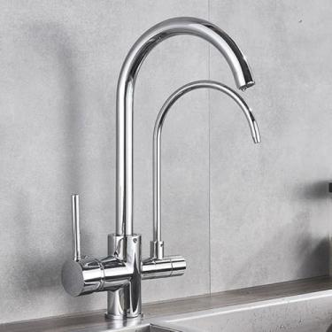 Imagem de Torneira purificada Kithcen dourada/preta/cromada, torneira retrátil com filtro de água, misturador de água quente e fria de 2/3 vias, guindaste para pia, cozinha e bebidas, cromada C