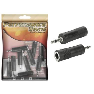 Imagem de 10x Adaptador Áudio P2 Mono Para P10 Mono J10 Alta Qualidade - PERFORM
