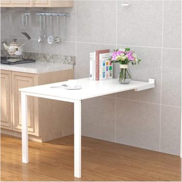 Imagem de Mesa suspensa de parede, mesa de jantar dobrável classe E0, mesa lateral dobrável de dupla função, mesa de bar, móveis que economizam espaço, branco, 100X50CM