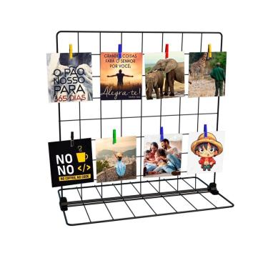 Imagem de Memory Board de Mesa Painel de Fotos e Recados Decoração Quarto Escritório 40x40 com Prendedores