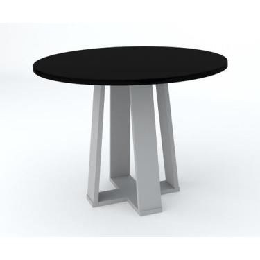 Imagem de Mesa de Jantar Redonda 4 Lugares Isabela OffWhite Preto MDF 100x100 - 