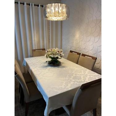 Imagem de Toalha de Mesa Jacquard Luxo 6 Lugares 2,00x1,40 para Cozinha premium 