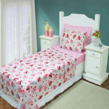 Imagem de Jogo de Cama Infantil Cupcake Enxovais Aquarela 3 peças, 3 Peças
