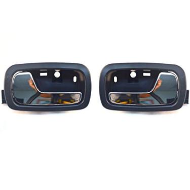 Imagem de PT Auto Warehouse GM-2007MA-FP - Maçaneta interna interna interna da porta, caixa preta com alavanca cromada - Par frontal esquerdo/direito