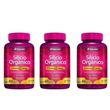 Imagem de Kit 3 Silício Orgânico + Vitaminas 60 Caps Herbamed Beauty