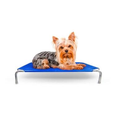 Imagem de Cama caminha Pet Suspensa Ortopetica Cachorro E Gato Tamanho P - Azul 