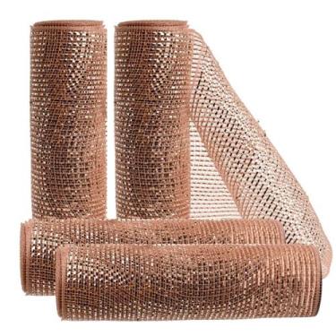 Imagem de Kit 4 Telas Decoração Natal Fita Larga 25cm x 5 metros Rosê Gold - Mag