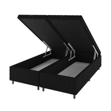Imagem de Base de Cama Box King Vision com Baú Rústico/Preto - Vian, Preto, Mode