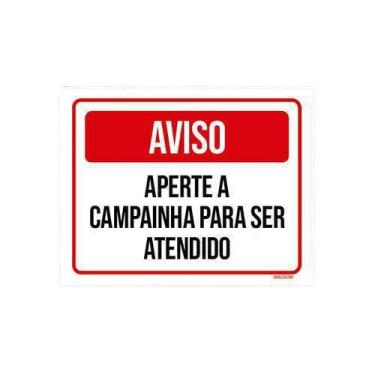 Imagem de Kit 10 Placas Aviso Aperte Campainha Para Ser Atendido - Sinalizo.Com