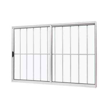 Imagem de Janela de Alumínio de Correr Lateral 100x120cm 2 Folhas com Grade e Vi