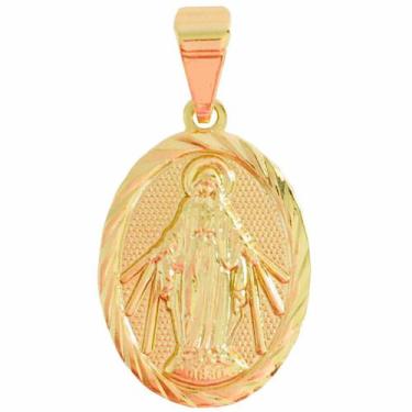 Imagem de Pingente Medalha Milagrosa Nossa Senhora das Graças Folheada a Ouro 18