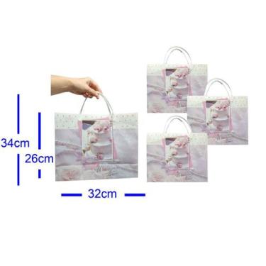 Imagem de Kit 4 Sacolas Plásticas para Casamentos Presentes Festas - MktPlace,  