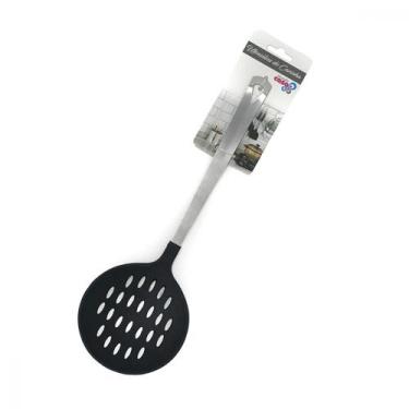 Imagem de Escumadeira de Plástico Grande com Cabo de Metal Frituras Pegador Kit 