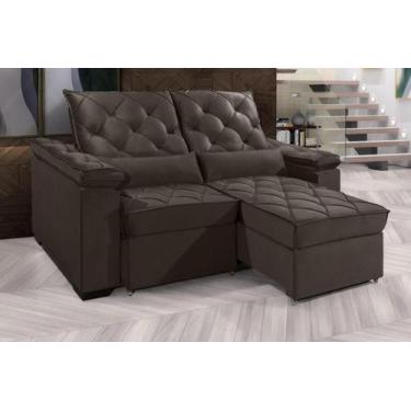 Imagem de Sofá Retrátil e Reclinável BERLIM 2.10m Velusoft D33 "Marrom" - ESTILO
