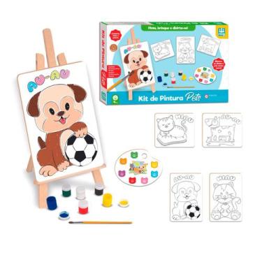 Imagem de Kit De Pintura Animais Educativo Pincel Infantil Pedagógico - Nig Brin