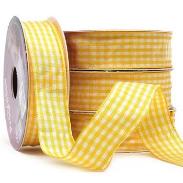 Imagem de Fita Xadrez XT005 22mm com 10 Metros - Fitas Progresso, 038 AMARELO OU