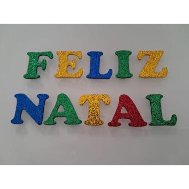 Imagem de Faixa Aplique Decorativo Eva Feliz Natal Colorido Glitter Letras de 16