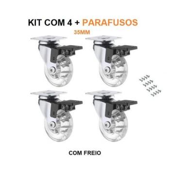 Imagem de Rodizio Silicone 35mm 4 Peças COM FREIO - FERRAGENS