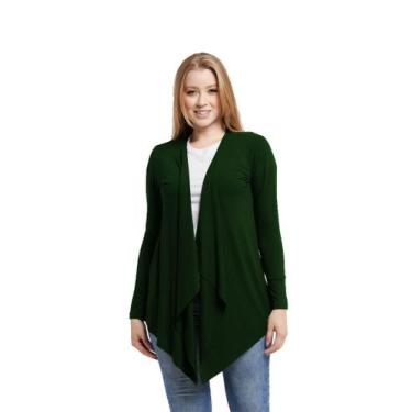 Imagem de Cardigan plus size feminino casaco kimono com bico manga longa - Wooks