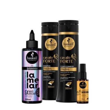 Imagem de Kit Haskell Cavalo Forte Shampoo Condicionador Selante de Pontas e Lam