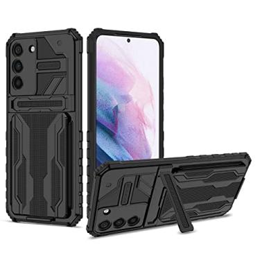 Imagem de Bohefo Capa para Galaxy S22 Plus, capa para Samsung S22+ 5G SM-S906U com carteira removível para cartão, suporte integrado à prova de choque, capa protetora para celular para Samsung Galaxy S22+ preta