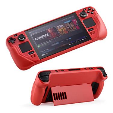 Imagem de UYIYE Capa protetora Steam Deck – Capa com suporte – Acessório confiável – Vermelho