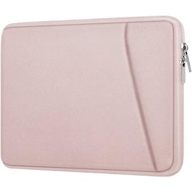 Imagem de Capa para laptop de 15,6 polegadas, capa durável à prova de choque, bolsa de mão portátil para notebook HP Dell Asus Lenovo de 15,6 polegadas, capa para laptop com bolso frontal, rosa