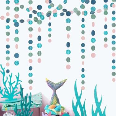 Imagem de Garland em círculo verde rosa azul e verde para decoração de festa de casamento elegante para pendurar bolinhas, decoração de pano de fundo para chá de bebê de aniversário