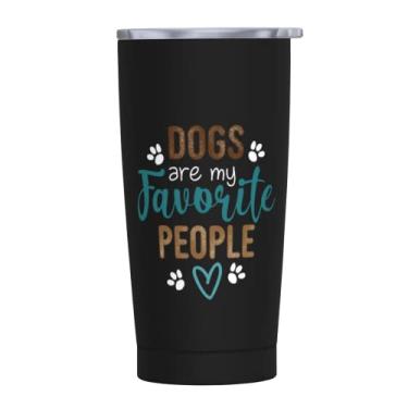 Imagem de Wisedeal Caneca de café de aço inoxidável com tampa com tema de cães, caneca de presente de aniversário de Natal novidade para avó tia tio amor cachorro pessoas colegas de trabalho amigos, preto 590